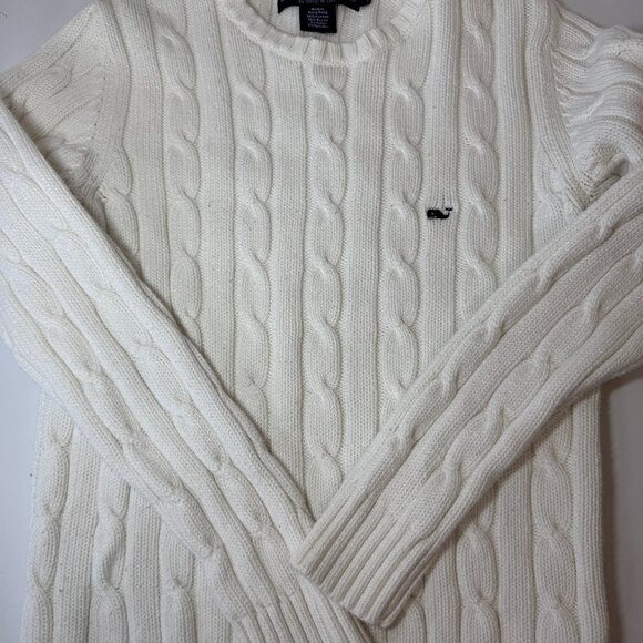 VINEYARD VINES CREW NECK CABLE KNIT SWEATER White size MED - Picture 9 of 12
